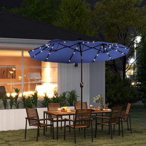 Sombrilla de Patio de Doble Cara Azul Marino de 9.7 Pies con Inclinación y Manivela, Luz Solar LED, 12 Varillas y 2.7m de Radio para Uso en Patio - Product Image 2