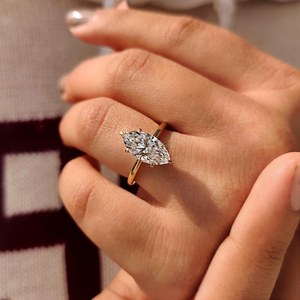 Anillo Solitario de Diamante Corte Marquesa de 3.00CT de Alta Demanda, Oro Sólido de 14K con Diamante Cultivado en Laboratorio, Regalo para Novias en Bodas y Fiestas - Product Image 2