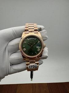 Esfera Verde para Reloj Mecánico Automático, Acero Inoxidable Oro Rosa, Cristal de Zafiro, Movimiento ETA, Lujoso, Unisex - Product Image 2