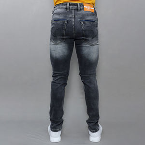 Jeans en denim de coton extensible gris taille mi-haute pour hommes Gex – Vente en gros - Product Image 4