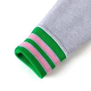 Chaqueta universitaria de lana gris alfa con letras bordadas en chenilla personalizadas, cremallera completa, cortavientos, para hermandades, universidades y actividades al aire libre, con cintas. - Product Image 5