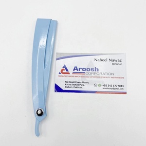 Rasoir de rasage de barbier manuel bleu ciel professionnel rasoir de sécurité jetable unique de haute qualité personnalisé en acier inoxydable durable - Product Image 4