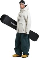 Veste de ski d'hiver imperméable à capuche blanche pour homme personnalisée avec fermeture éclair et poches pour les activités de plein air