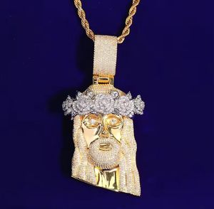 Collar con Colgante de Cabeza de Jesús de Lujo con Incrustaciones de Circonitas, Chapado en Oro, Micro Pavé, Joyería Hip Hop, Regalo para Hombres y Mujeres - Product Image 2
