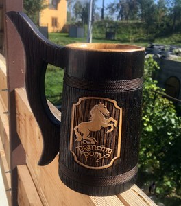 Chope à bière traditionnelle en bois, faite à la main, en bois naturel, pour la décoration de bar de festival viking et la collection de collectionneur - Product Image 2
