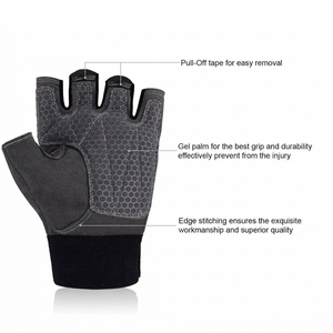 <b>Half</b> Finger Gym Fitness Gloves with Wrist Strap Support for Weight Lifting Women Suede Breathable Non <b>Slip</b> Adjustable 0.5kg - Product Image 4