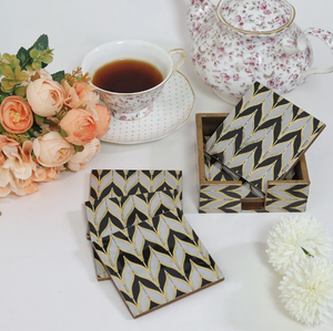 Modern Black Enamel Print MDF <b>Coaster</b> Set Round Shape For Juice & Water <b>Glass</b> <b>Coasters</b> Table Protector Wooden <b>Coasters</b> - Product Image 6