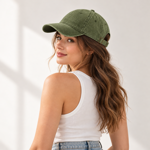 Casquette de baseball vintage en coton délavé, réglable avec boucle, unisexe, couleur unie - Product Image 2