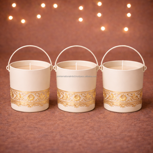 JM INTERNATIONAL Ensemble de 3 porte-bougies cylindriques marocains en métal faits à la main - Product Image 2