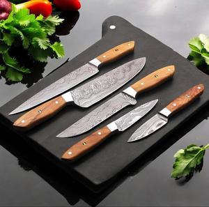 Steel Craft International Hand Forged 5-Piece Damascus Steel Chef <b>Knife</b> <b>Set</b> Wooden Handles <b>Sharp</b> Blades Ambidextrous - Product Image 1