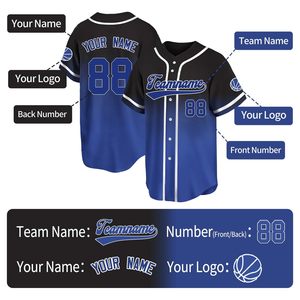 Wholesale Custom Adult Softball & Baseball Jerseys 100% Polyester Printed Breathable Moisture-Wicking Customizable Team Jerseys - Product Image 3