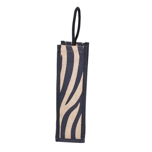 Sac en toile de jute pour spiritueux, imprimé texture animale, avec poignée en corde, en jute laminée PP, pour une bouteille de vin ou de whisky, sac de courses - Product Image 1