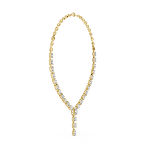 LUXE 18KT YELLOW GOLD Rhodium Plated <b>Emerald</b> Cut Rivire Drop Necklace Side Stone LAB DIAMONDS E Color Certified - Product Image 3