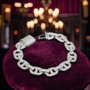 Iced Out Link <b>Bracelet</b> Silver Hip Hop Jewelry Luxury Cubic Zirconia Bling Chain Statement Fashion Wrist Accessory - Product Image 4