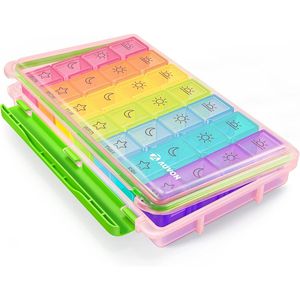 IMedassist Large 7-Day Moisture-Proof <b>Pill</b> Organizer Portable Weekly <b>Pill</b> Storage Case 4 Times Day <b>Removable</b> Dividers for Travel - Product Image 1