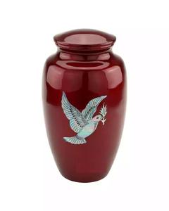 Urnas Metálicas con Símbolo de Paloma Roja para Cenizas, Urnas Conmemorativas para Adultos, Urnas Decorativas de Metal - Product Image 1