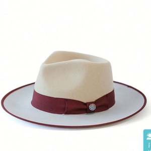 Chapeau en feutre de laine de style britannique rétro pour hommes et femmes, chapeau Fedora bicolore - Product Image 2