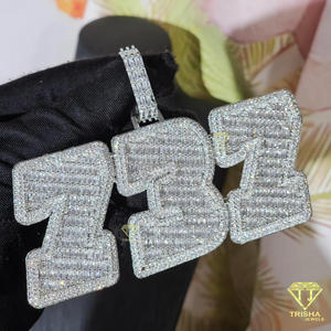 จี้ตัวอักษร C1 พร้อมสร้อยคอประดับเพชรโมอิสซาไนต์แบบ Iced Out สไตล์ฮิปฮอป สร้อยคอแบบสั่งทำพิเศษ เครื่องประดับสุดหรู - Product Image 4