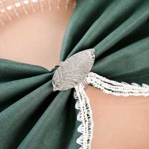 Juego de 6 Anillos para Servilletas de Latón Plateado Vintage, 4.5cm, Diseño de Hoja de Mango, Decoración de Lujo para Navidad y Bodas, para Restaurantes - Product Image 1