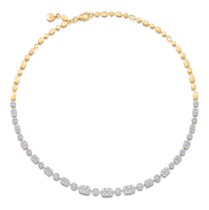 Women's 18K <b>Solid</b> Gold Diamond Choker <b>Necklace</b> Bezel Set Oval Cut Geometric Luxury Beads Chain Everyday Wear - Product Image 1
