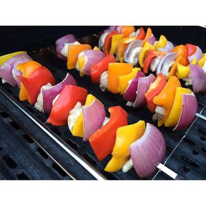 Ensemble de brochettes de barbecue réutilisables en métal pour grillades, outils de cuisine - Product Image 2