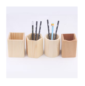 ที่ใส่ปากกาไม้ธรรมชาติ 100% ขายส่ง ที่ใส่ปากกาไม้ตั้งโต๊ะอเนกประสงค์ - Product Image 1