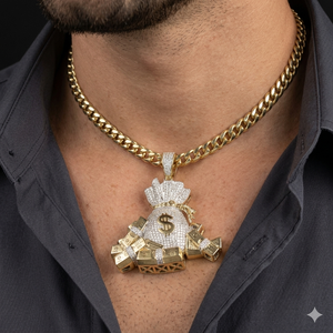 Custom 925 <b>Silver</b> Iced Lucky Wealth Moneybag Dollar Sign Moissanite Diamond Hip Hop Children's Party <b>Necklace</b> Fine pendant Charm - Product Image 2