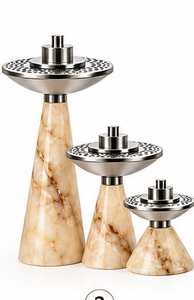 Premium Solid Marble Base Oudh Incense Holder with <b>Silver</b> Finishing Top Diffuser Set for Home Interior Decor - Product Image 2