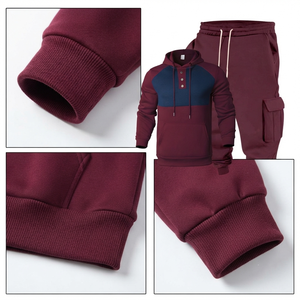 100% New Cotton Fleece Heavyweight Tracksuit <b>Set</b> Unisex Winter Solid Pattern 2 Piece Sports Outfit Wear Cheap Tracksuit Men - Product Image 4