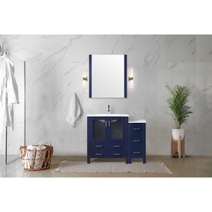 Navy Blue 42 In. W X 18.25 In. D Single Bath Vanity 18.25 In. D with White Ceramic Top and <b>Side</b> Cabinet Bathroom Vanities - Product Image 3