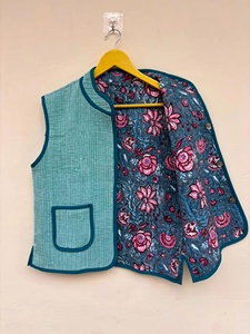 <b>Velvet</b> Suzani Vintage Short Boho Floral Beaded Cotton Reversible Unisex Winter Vest Wear Wedding <b>Jacket</b> - Product Image 2