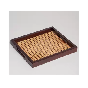 Bandeja de Servir de Ratán Hecha a Mano Estilo Bohemio, Cesta Decorativa Ecológica de Primera Calidad con Asa de Madera Maciza para Té y Aperitivos - Product Image 3
