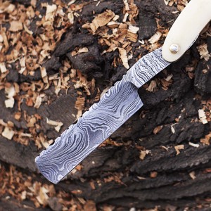 MORTAL SAGA Navaja de Afeitar Recta Ligera Personalizada de Acero de Damasco Hecha a Mano para Hombre, Cuchillas de Una Sola Hoja de Calidad Premium, Hueso de Camello - Product Image 3