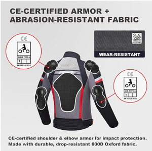 <b>Summer</b> Unisex <b>Motorcycle</b> <b>Jacket</b> Breathable Mesh Printed with CE Armor Waterproof & Flame-Retardant Protective Design - Product Image 5