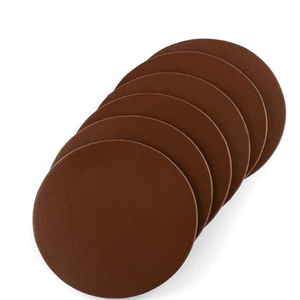 Sous-verres ronds en cuir pleine fleur Brute Strength, lot de 10, sous-verres pour verres, sous-verres pour boissons avec support - Product Image 3