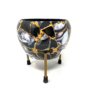 Ensembles faits à la main de pots de fleurs en métal de forme ronde avec support, vert original, OEM personnalisé, style européen, VASE, couleur du sol, plante - Product Image 4