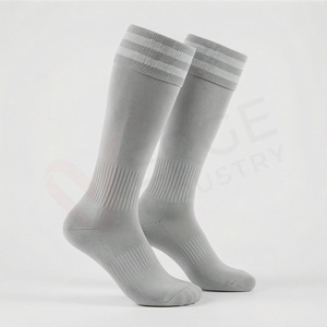 <b>Men's</b> Knee High <b>Socks</b> Gray <b>Striped</b> Knitted Cotton Breathable Sports Regular Style Spring - Product Image 3