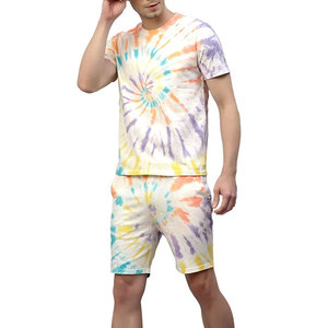 Premium Mens Tie Dye Casual Wear <b>Set</b> Custom Logo T Shirt Shorts Summer Sportswear OEM Factory Direct - Product Image 6