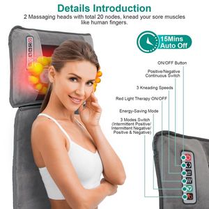Multifunctional Electric Heated Full Body Massage Mat 10 Neck Shiatsu Kneading Massage Heads Chair Back Pad - Product Image 4