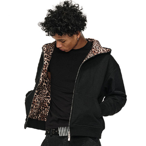 Men Women <b>Leopard</b> Hoodie Streetwear Cotton Fleece <b>Sweatshirt</b> Pullover Custom Logo OEM Supplier - Product Image 6