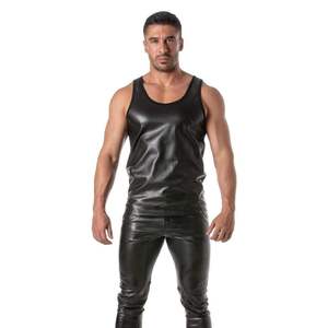 Tank Top <b>Latex</b> Second Skin Black Slim Fit <b>Mens</b> Gothic Fetish Clubwear Stretch Party Night Fashion Statement - Product Image 3