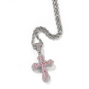 Colgante de cruz de lujo estilo hip-hop con incrustaciones de moissanita y diamantes, plata con piedra roja, estilo fe, joyería llamativa para fiestas y eventos para hombre XL - Product Image 2