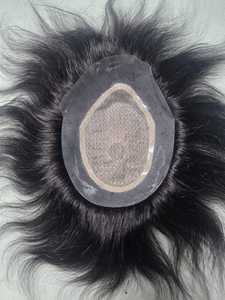 Toupet Lace Front Taz Hair BdD en Cheveux Humains Indiens Remy Lisses, Densité 130%, Base Mono, Nœuds Invisibles, Style Central, 40-80g, avec Closure - Product Image 5