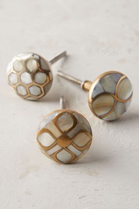 Traditional <b>Ceramic</b> Cabinet <b>Knob</b> Round with Brass Flower Design for Kitchen Furniture Handle Durable Decor - Product Image 5