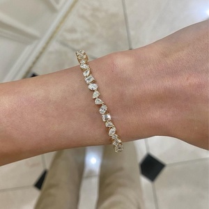 Custom Multi Shape Lab Grown Diamond <b>Cuff</b> Bangle <b>Bracelets</b> Minimalist Modern Luxury Everyday Wear Jewelry IGI 14K 18K Solid Gold - Product Image 2