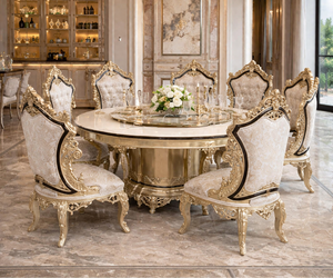 Muebles de Comedor Clásicos de Lujo Maharani con Consola y Vitrina, Juego de Comedor de Diseño de Lujo para 8 Personas, Muebles Confortables - Product Image 4