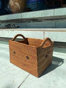 Panier de rangement vintage en paille tressée avec poignées, ouverture supérieure, couleur unie, usage quotidien toutes saisons, 2,0-3,0 L, écologique, pour la cuisine - Product Image 3