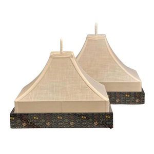 Bandeja de ratán tejida a mano para chocolate con cubierta de lino transpirable, elegante carpa plegable para alimentos, ideal para exhibición de postres en bodas y hoteles. - Product Image 2