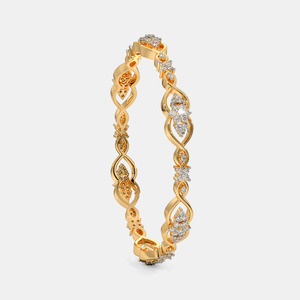 Gold Diamond <b>Infinity</b> Leaf Link Designer Bangle With Floral Motif Pattern - Product Image 4