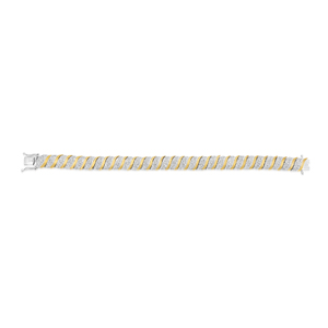 4.69 Cttw Natural White Diamond Tennis Bracelet <strong>925</strong> Sterling <strong>Silver</strong> Two Tone 8 Inch, Round Cut Prong Set Wide Bracelet for Women - Product Image 3